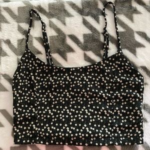 black and white floral crop top